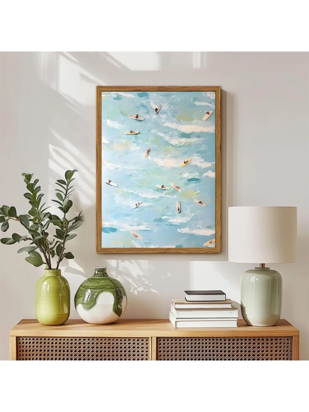 Abstract Surfing Canvas Wall Art - Coastal Ocean Decor for Living Room & Bedroom